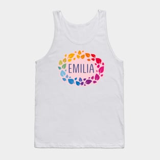 Emilia name with colorful leaves Tank Top